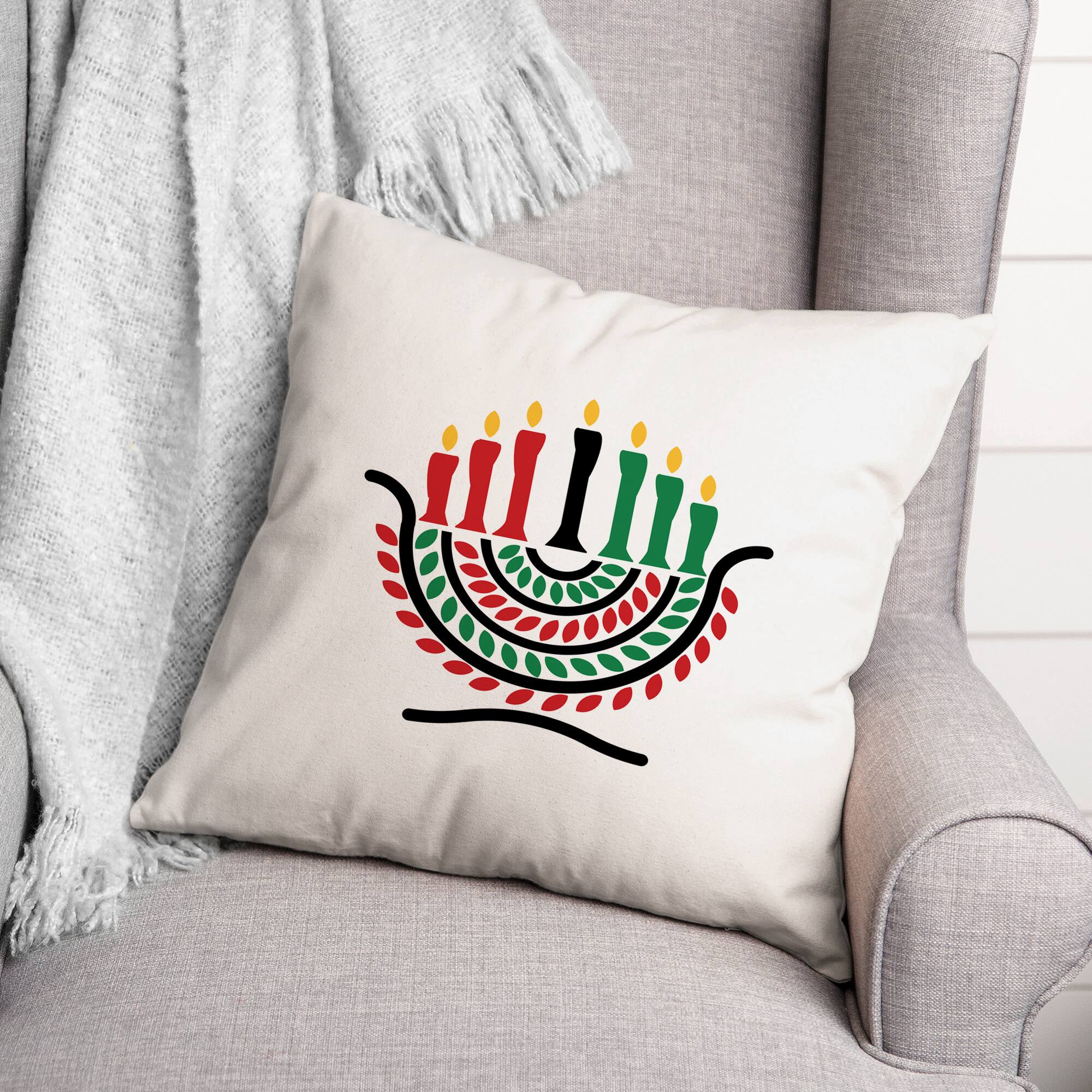Kinara & Pattern Kwanzaa Throw Pillow